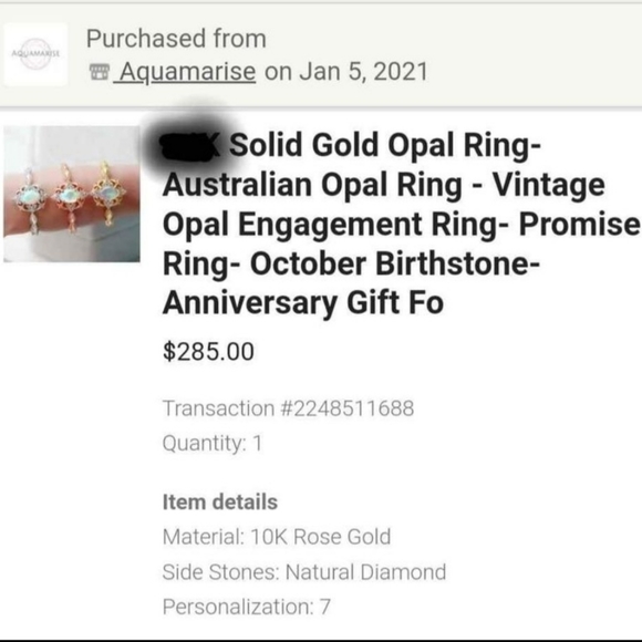 Natural Opal, Natural Diamond Size 7 Ring